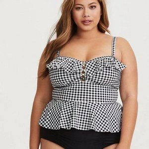 Torrid Gingham PeplumTankini Top 4X